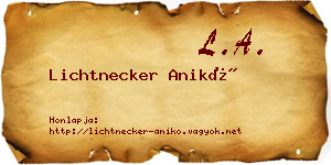 Lichtnecker Anikó névjegykártya