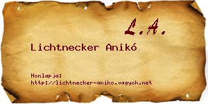 Lichtnecker Anikó névjegykártya